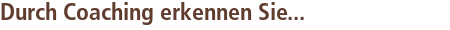 Durch Coaching erkennen Sie...